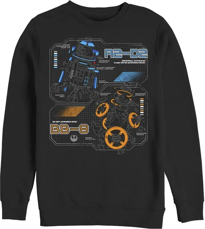 Men's Star Wars The Last Jedi Droid Schematics Sweatshirt - Black - Medium