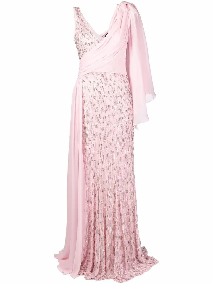 Aluna sequin-embellished draped gown