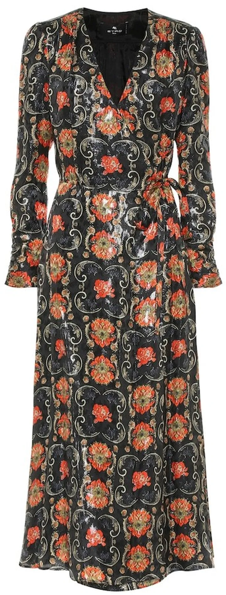 Printed silk-blend crepe midi dress