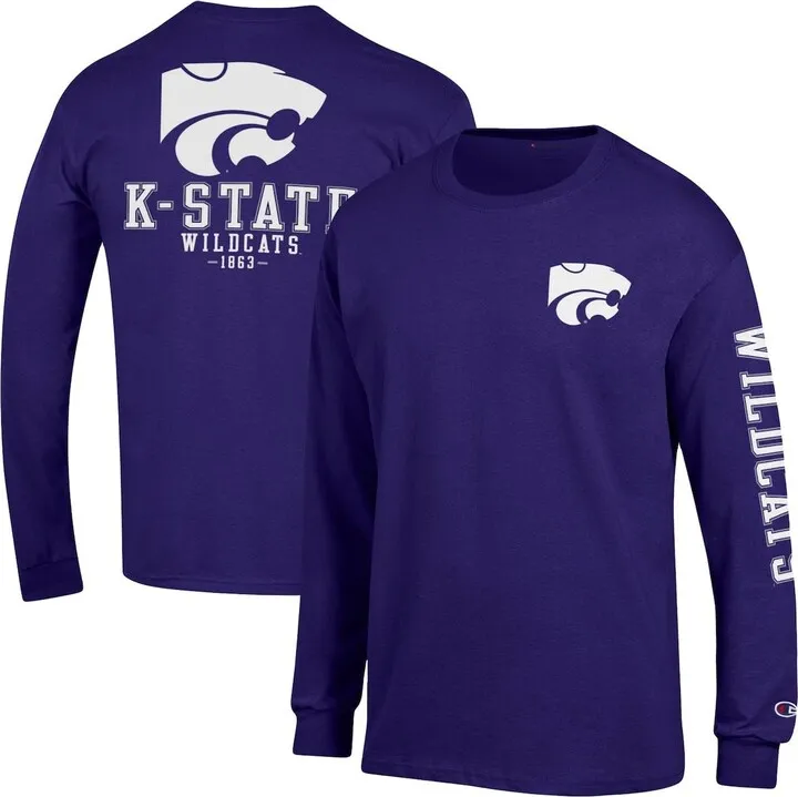 Men's Champion Purple Kansas State Wildcats Team Stack Long Sleeve T-shirt