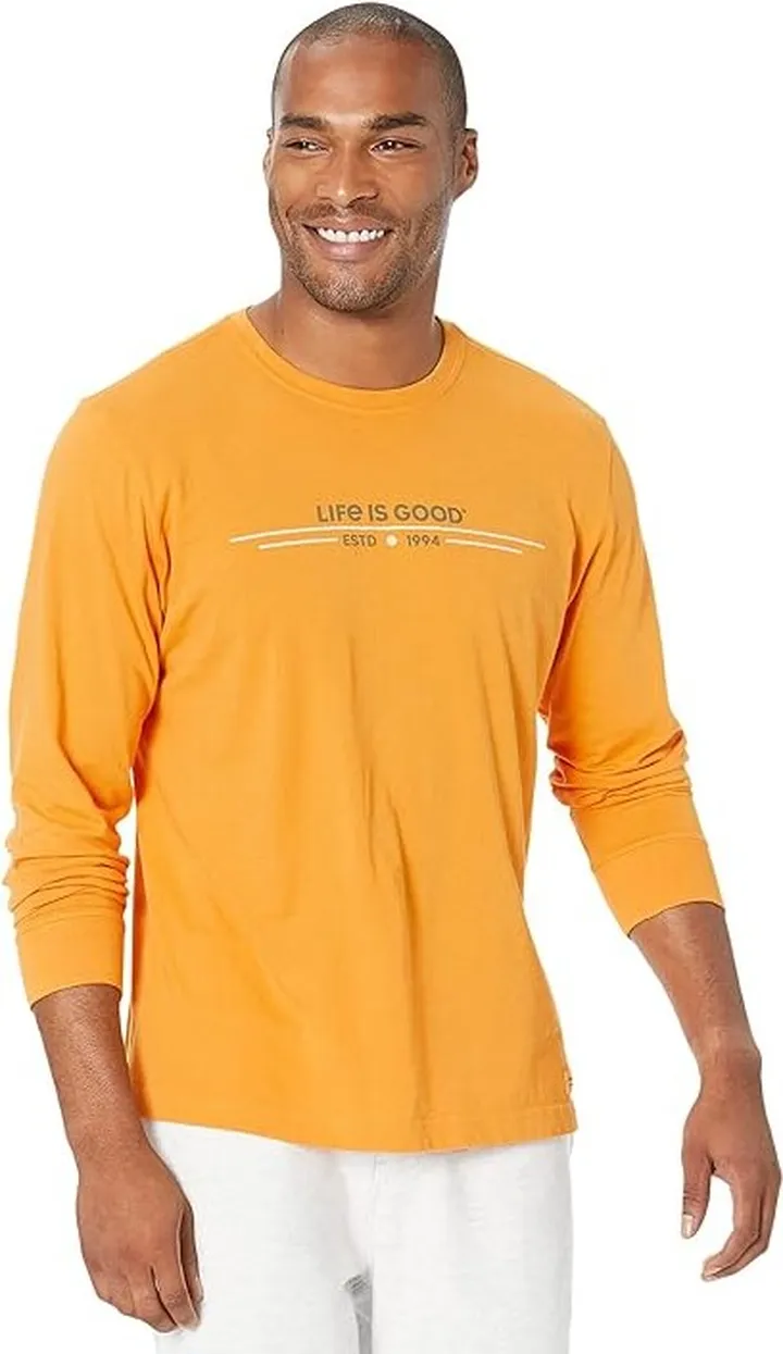 Life is Good In Tents 94 Long Sleeve Crusher-Lite Tee (Desert Gold) Men's Clothing