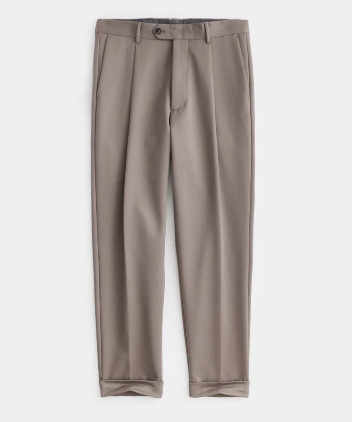 Italian Cotton Twill Madison Suit Pant in Khaki
