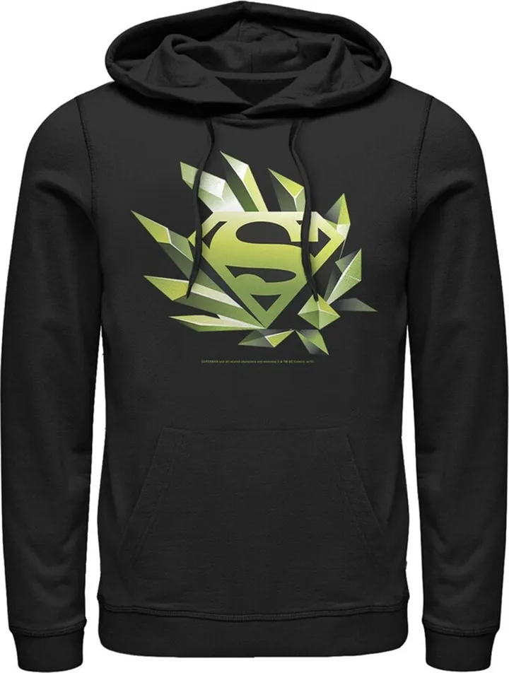 Men's Superman Logo Geometric Shape Pull Over Hoodie - Black - Medium