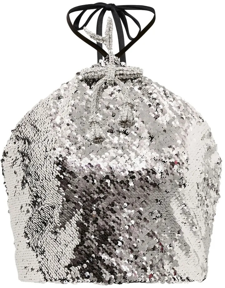 Sequined halterneck crop top