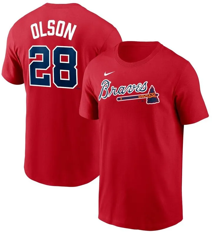 Men's Nike Matt Olson Red Atlanta Braves Name & Number T-shirt