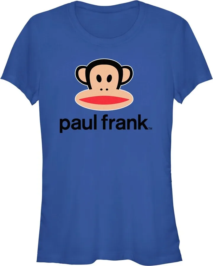 Junior's Paul Frank Logo Julius Black T-Shirt - Royal Blue - 2X Large