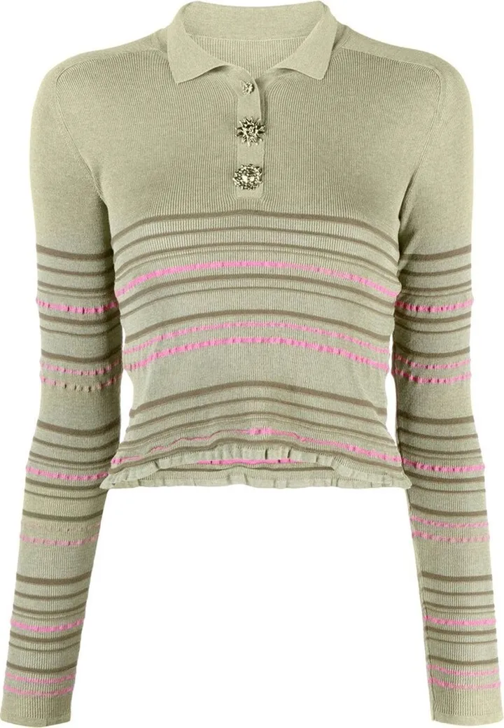 Striped Knitted Polo Top