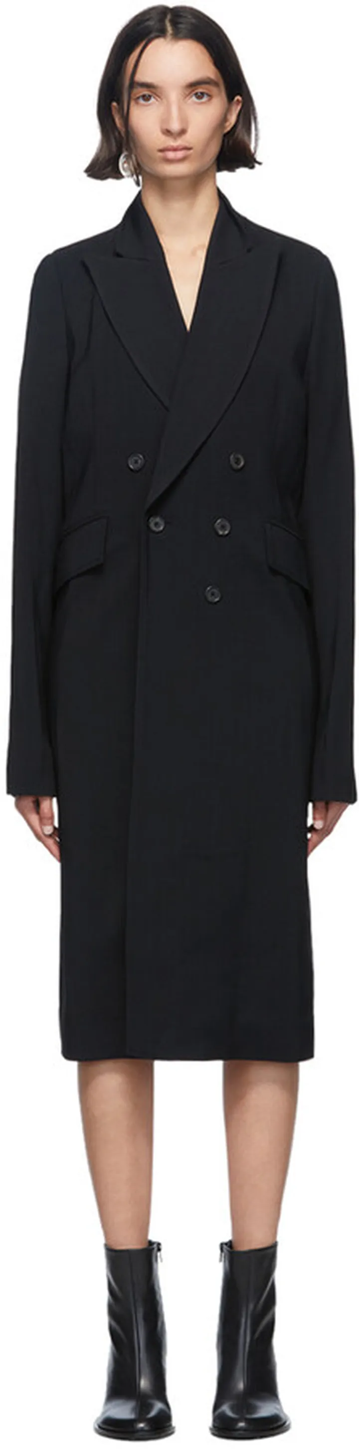 Ann Demeulemeester Black Bethany Double-Breasted Coat