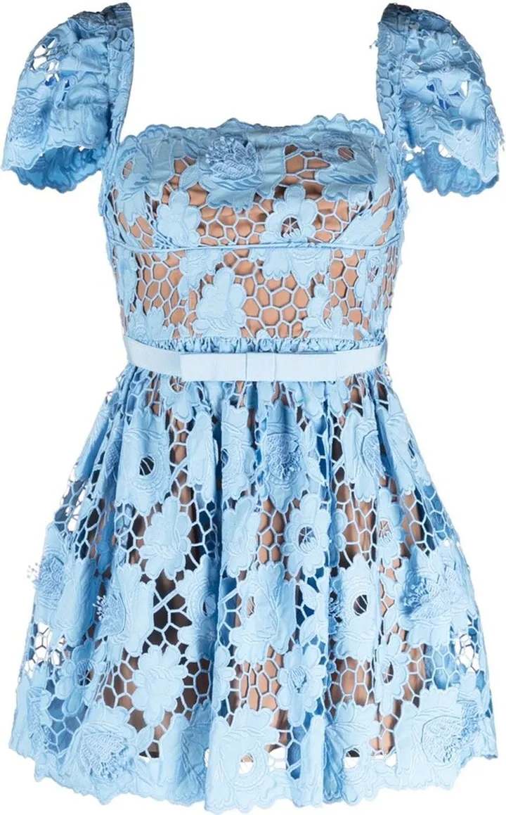 3D cotton lace mini dress