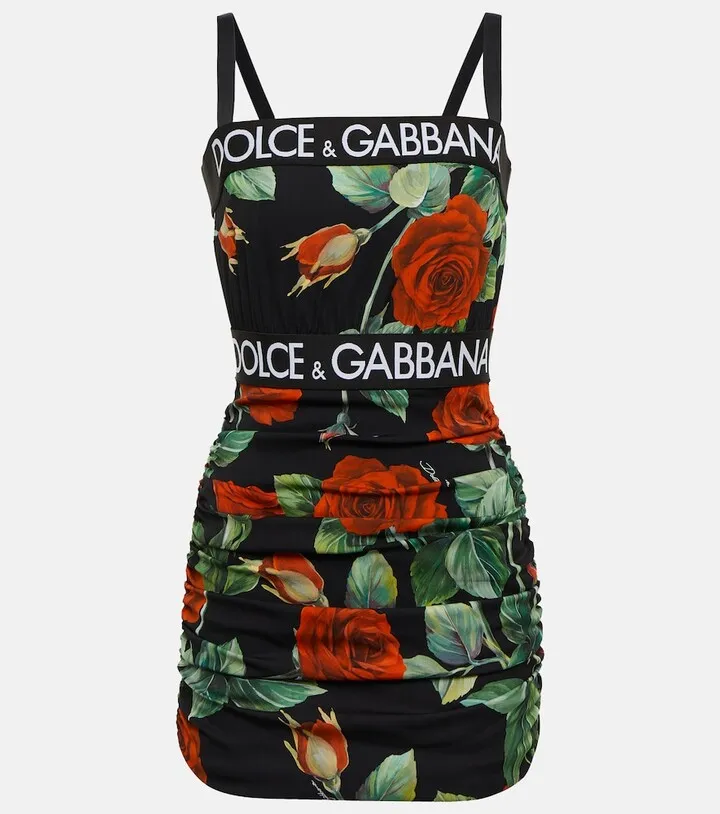 Floral silk-blend minidress