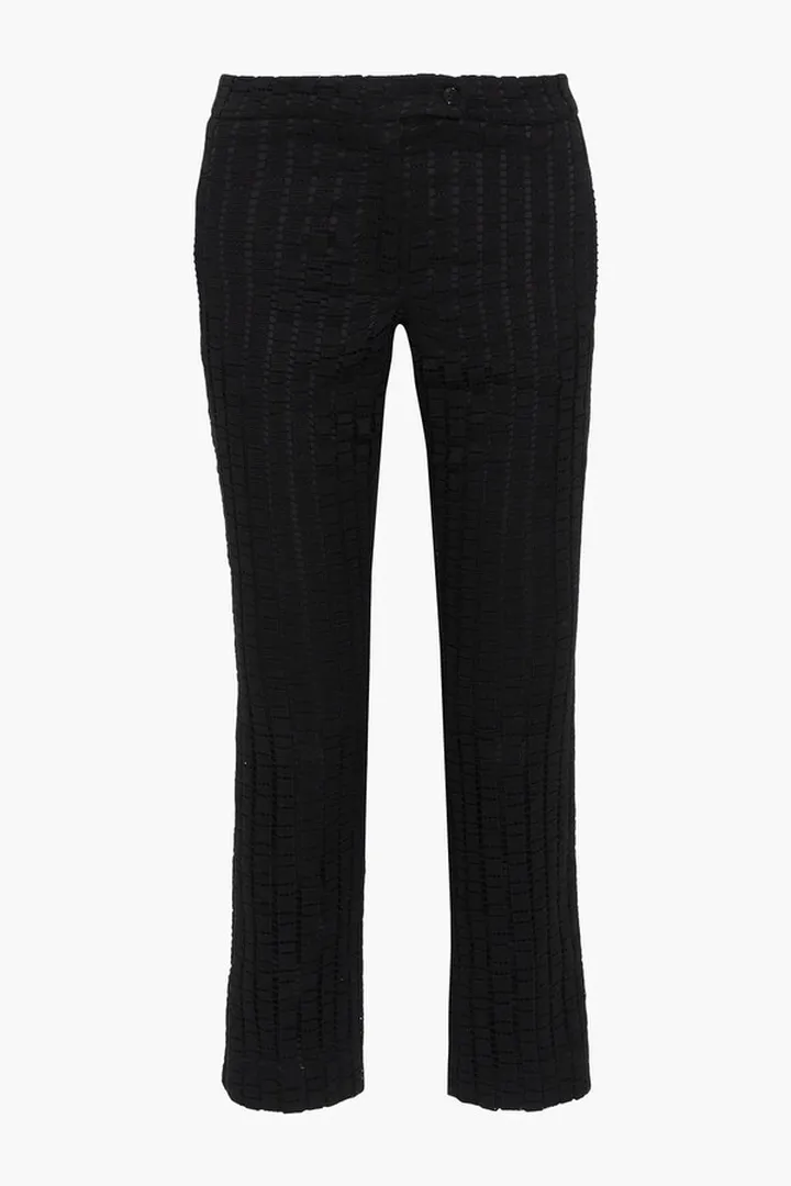 Cropped cotton-blend guipure lace slim-leg pants