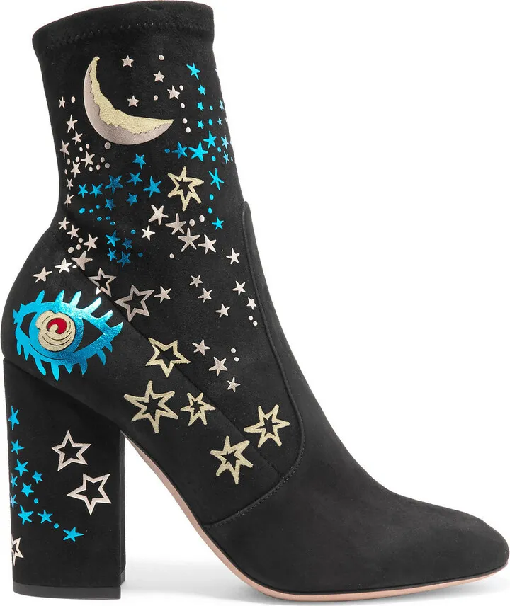 Printed suede ankle boots