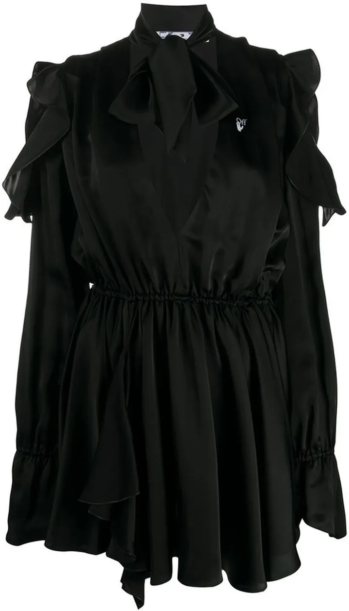 Ruffle-Detail Logo-Print Dress