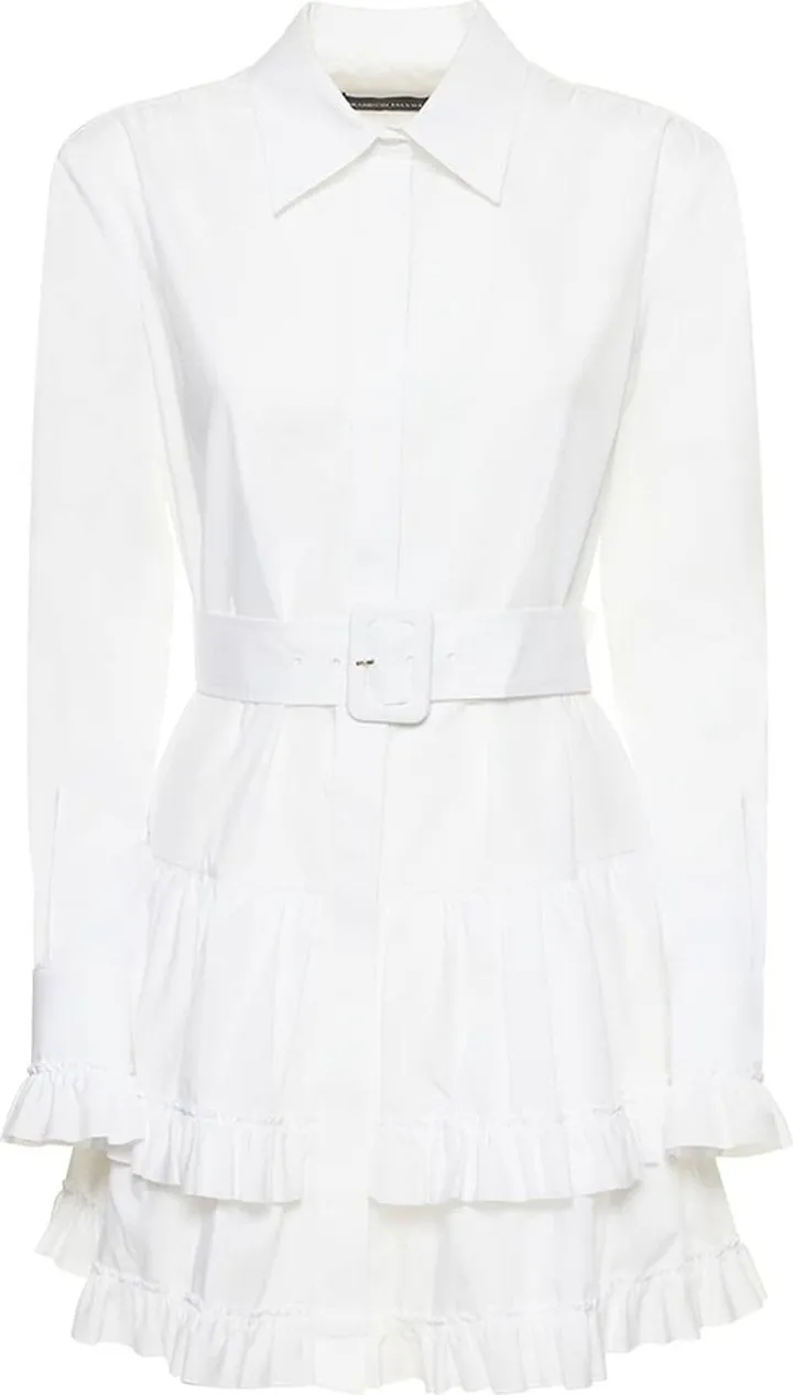 Ruffled cotton poplin mini shirt dress