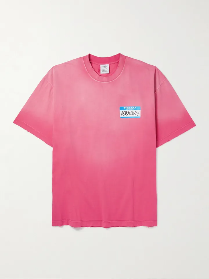 Oversized Distressed Logo-Print Cotton-Jersey T-shirt