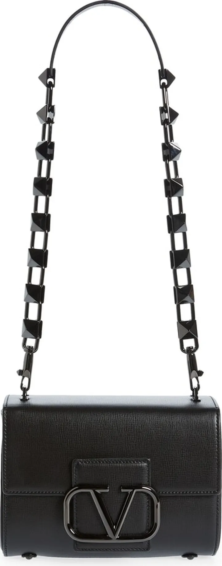 Stud Sign VLOGO Leather Shoulder Bag