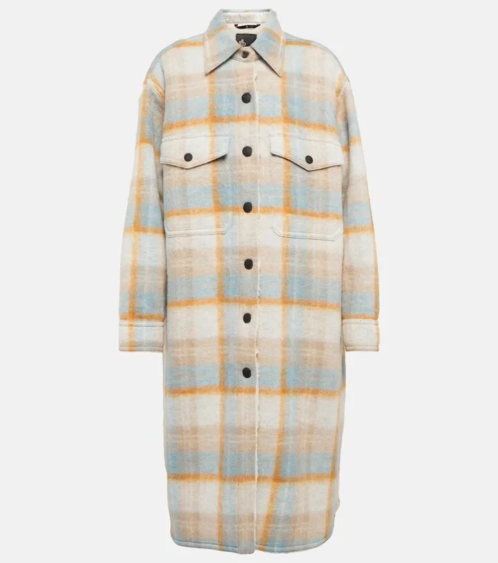Vanay checked wool-blend coat
