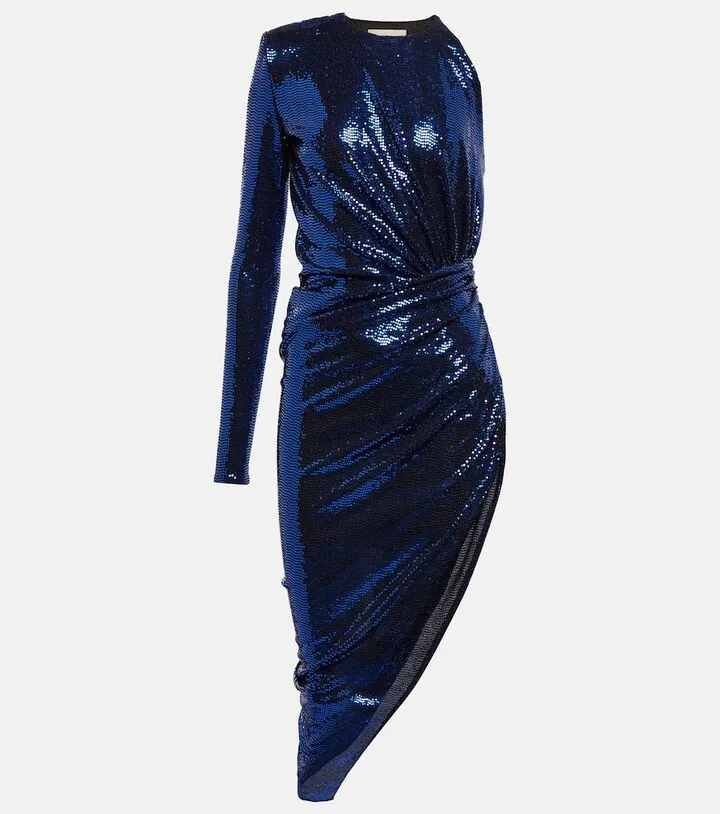 Embellished asymmetric minidress