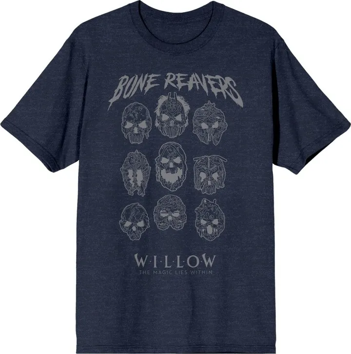 Willow Disney+ Bone Reavers Skull Art Crew Neck Short Sleeve Navy Heather Men’s T-shirt-XXL