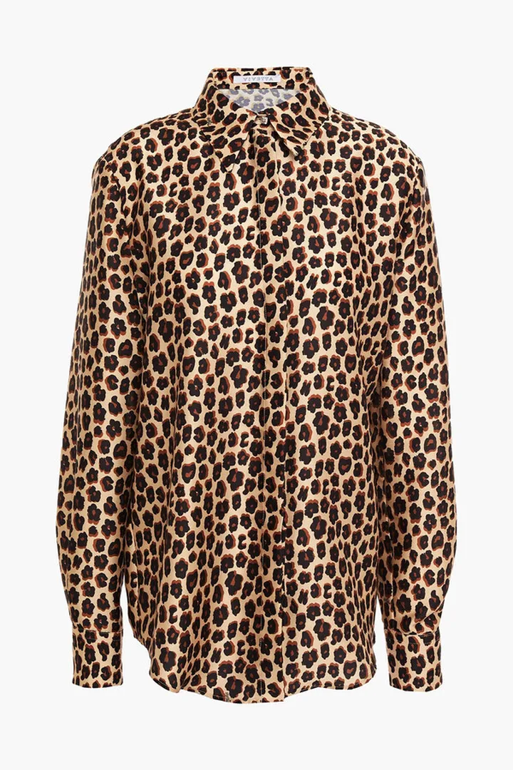 Leopard-print satin-twill shirt