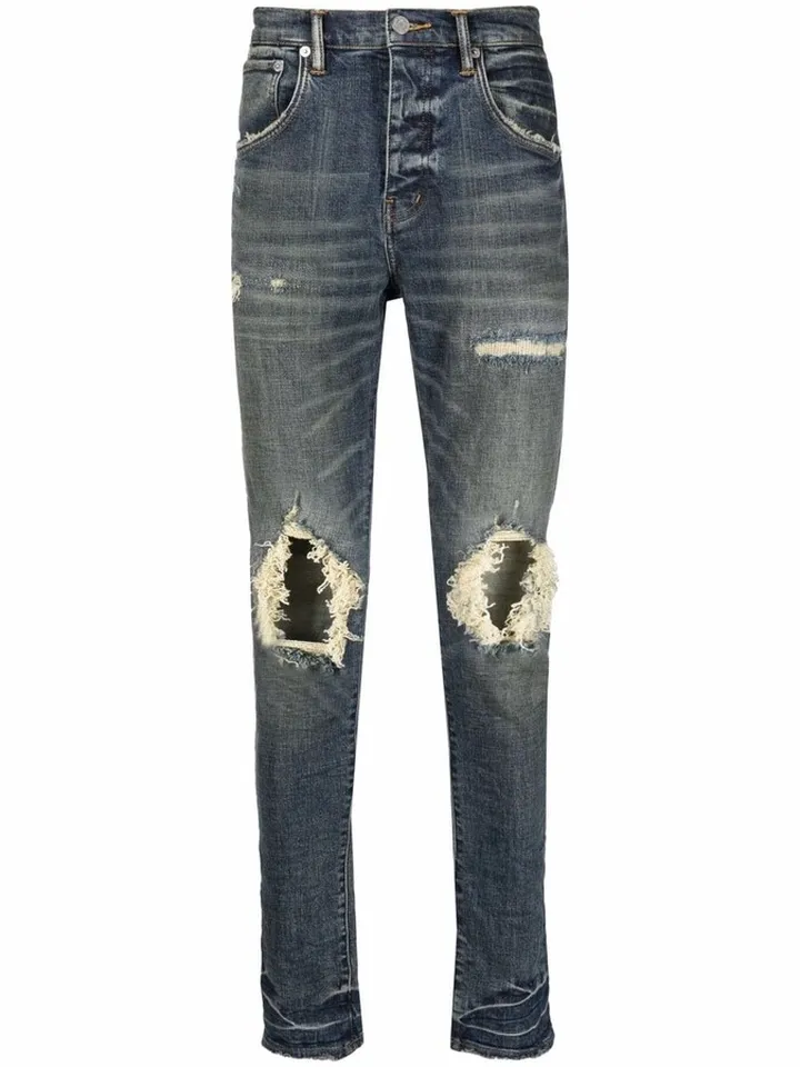 Distressed-Effect Slim-Fit Jeans