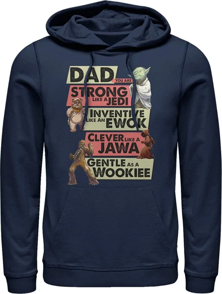 Men's Star Wars Dad You are Strong Inventive Clever Gentle Pull Over Hoodie - Navy Blue - X Large