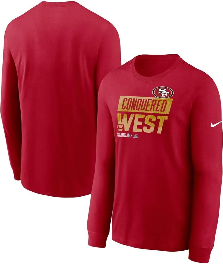 Men's Nike Scarlet San Francisco 49ers 2022 Nfc West Division Champions Locker Room Trophy Collection Long Sleeve T-shirt