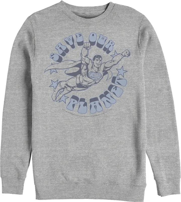 Men's Superman Save Our Planet Sweatshirt - Athletic Heather - X Large