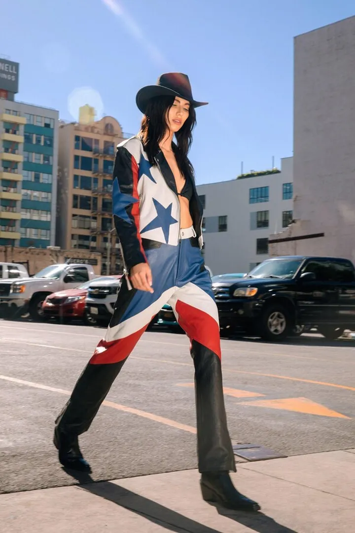Nasty Gal Womens Real Leather Star Straight Leg Pants