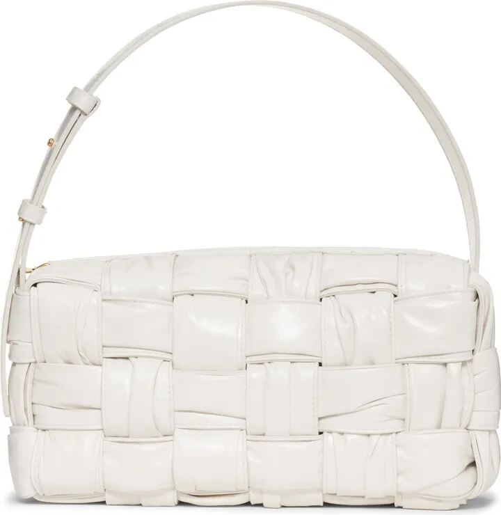 Brick Plissé Intrecciato Leather Shoulder Bag