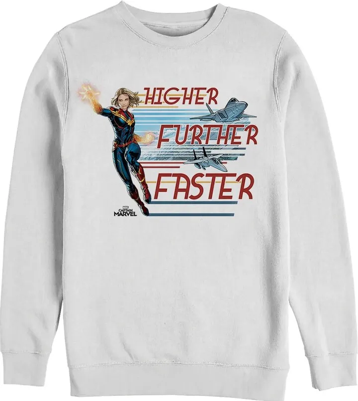 Men's Marvel Captain Marvel Higher Mantra Cartoon Sweatshirt - White - X Large