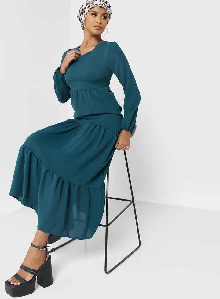Puff Sleeve Tiered Dress
