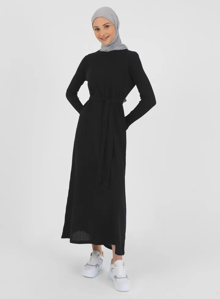 Ribbed Belted Dress