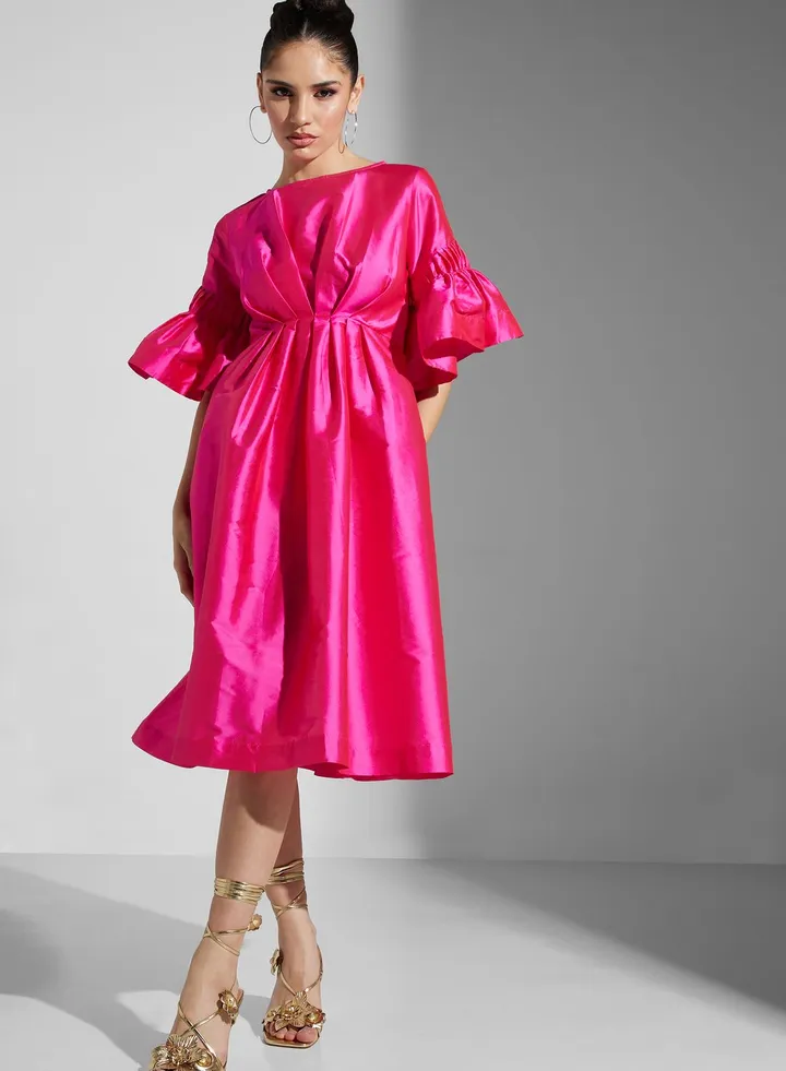 Flared Sleeve Tiered Dress