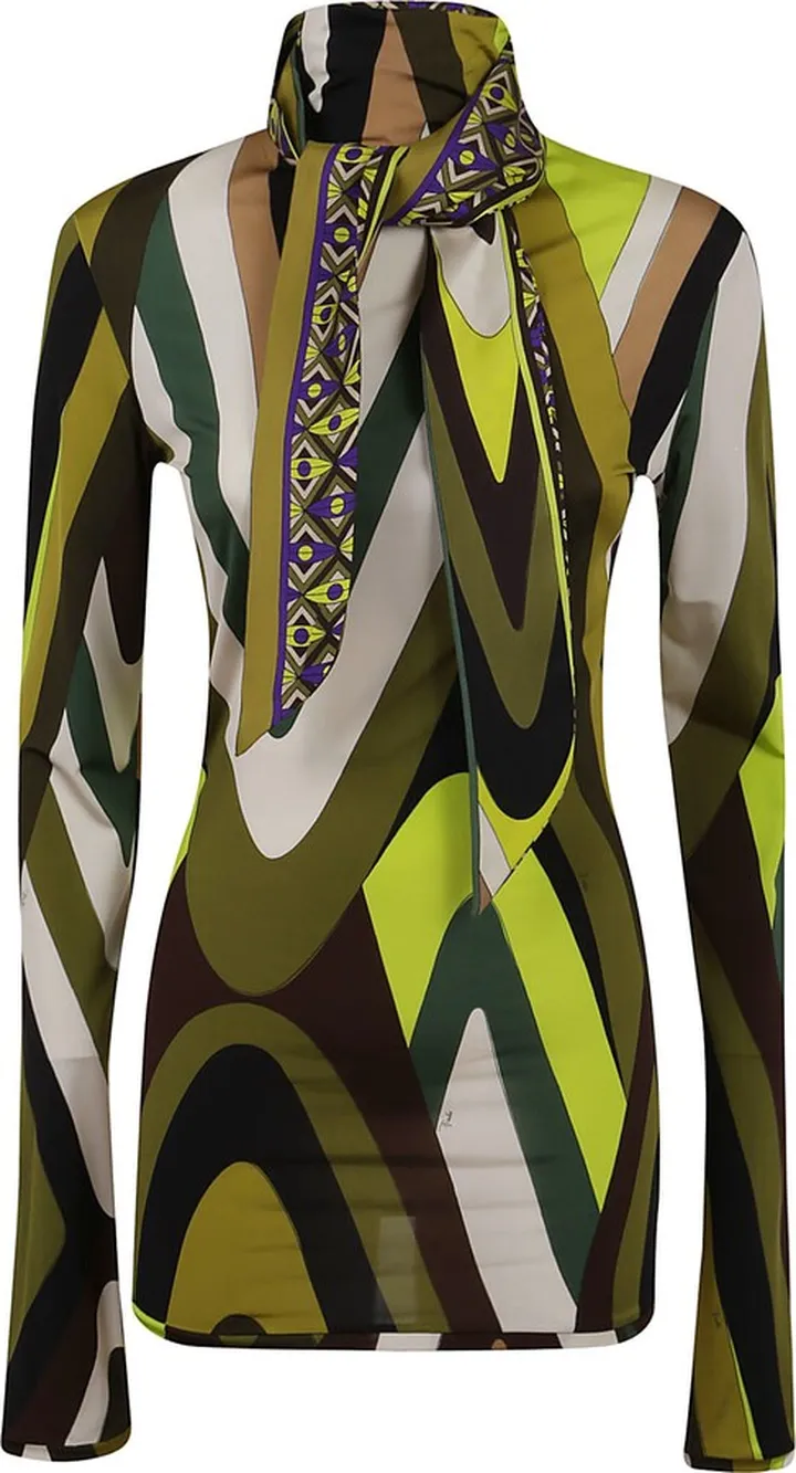 Turtle-neck Top - Shiny Viscose Jersey
