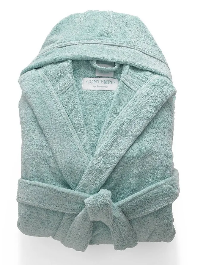 Turkish Terry Hood Bath Robe Ice Blue - Cassadecor