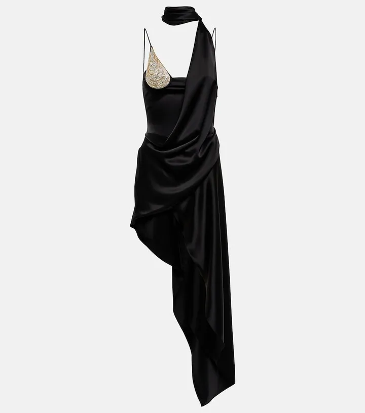 Embellished asymmetrical minidress