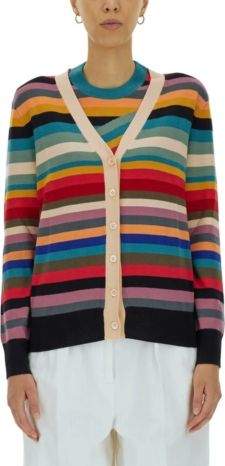PS Paul Smith Signature Stripe V-Neck Cardigan
