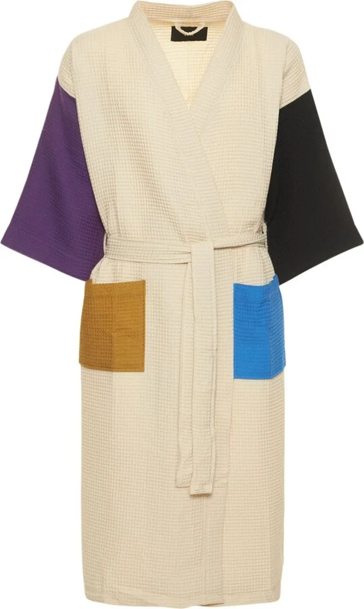 Waffle cotton blend bathrobe