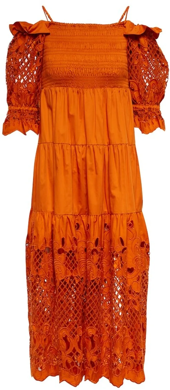 Embroidered cotton poplin midi dress