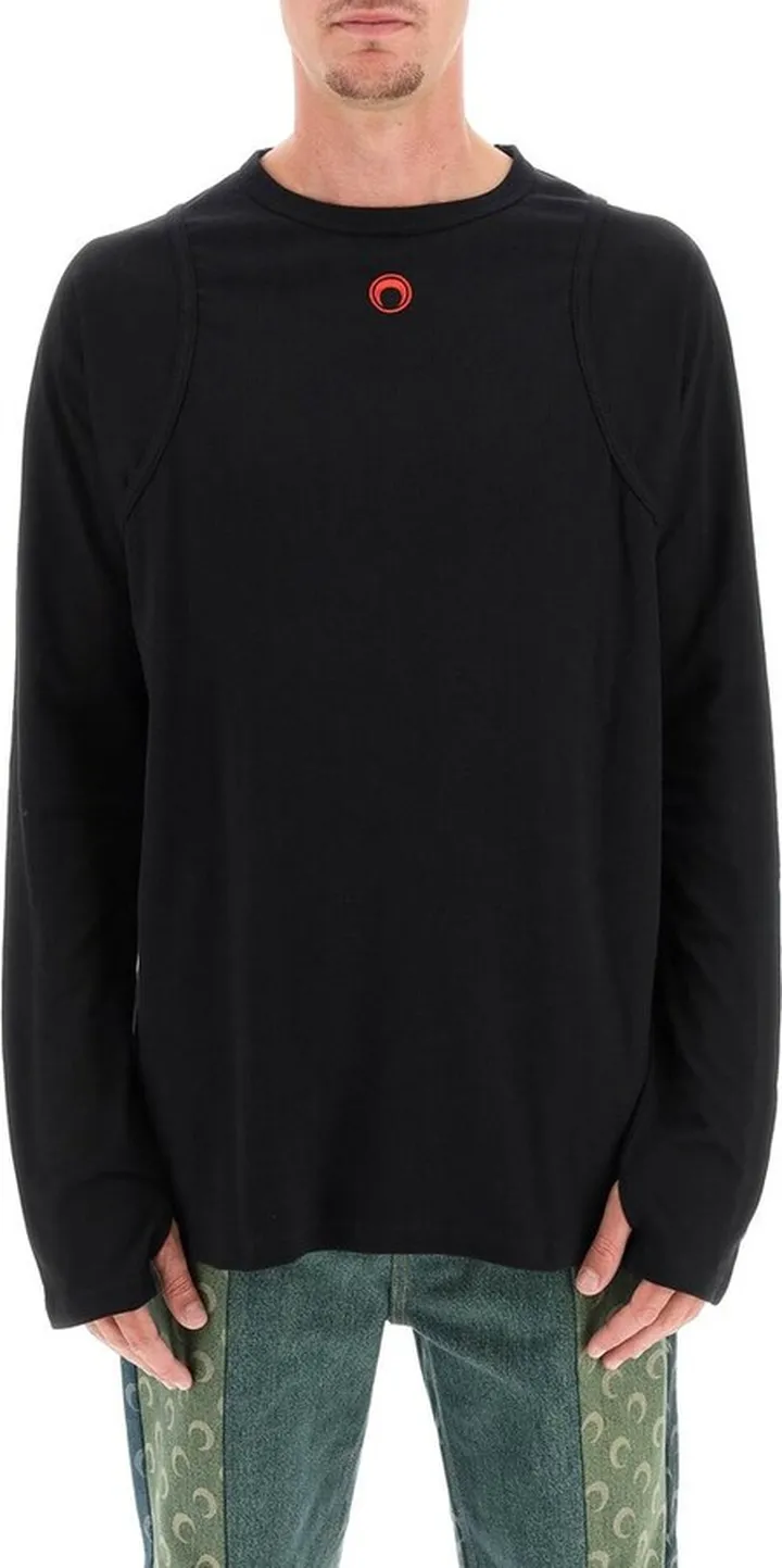 Marine Serre Long-Sleeved Crewneck T-Shirt