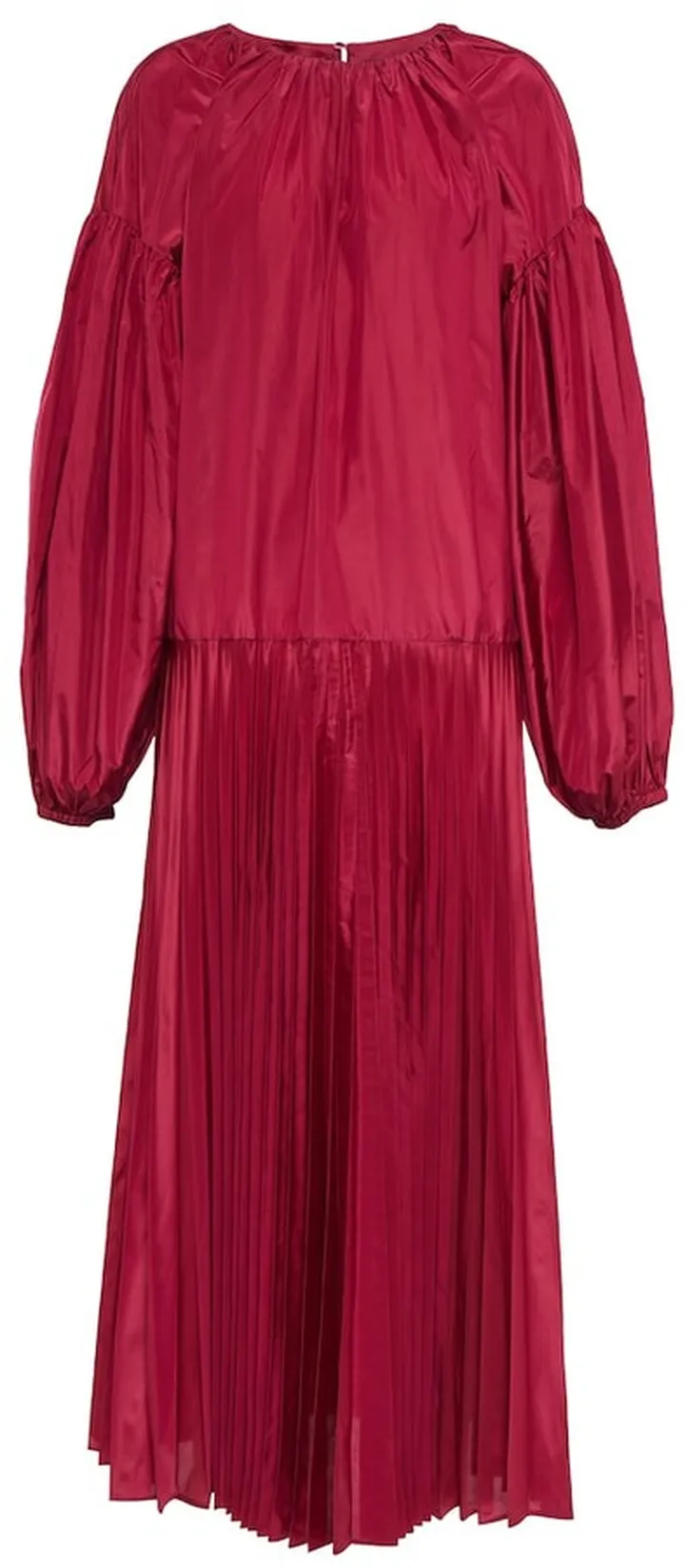 Pleated taffeta midi dress