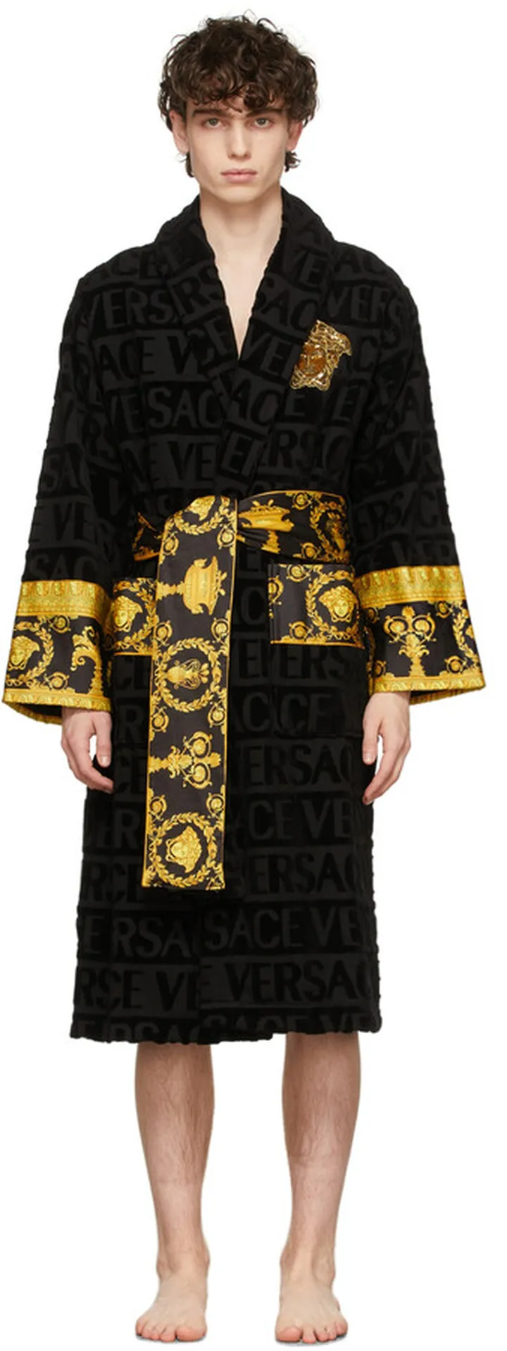 Versace Black Logomania Robe