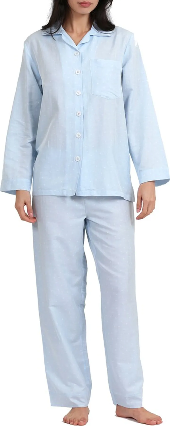 Spot Print Cotton & Silk Pajamas