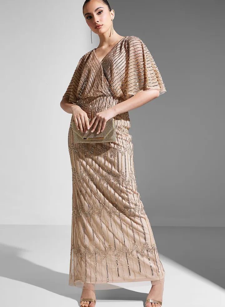 Surplice Neck Shimmer Dress