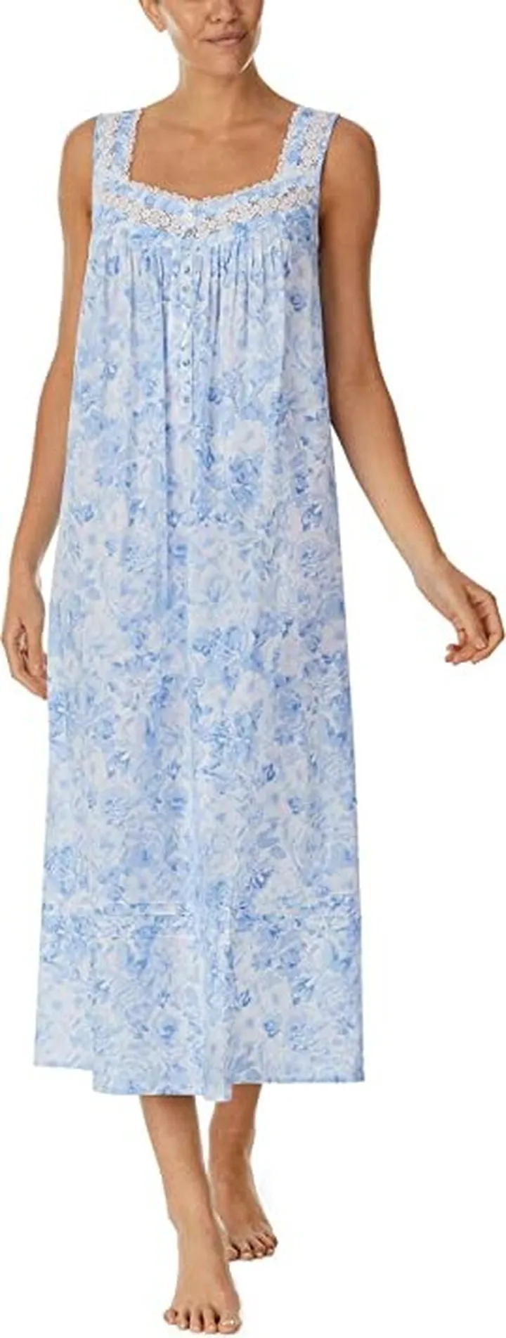 Eileen West Sleeveless Ballet Gown (Blue Roses) Women's Pajama