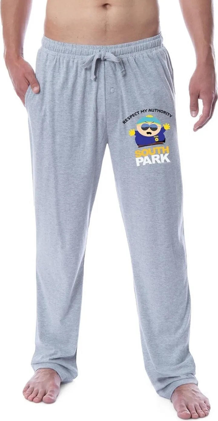 CBS Mens' South Park TV Cartman You Will Respect My Authority Pajama Pants (M) Grey