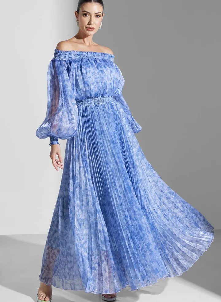 Balloon Sleeve Ruched Detail Dress