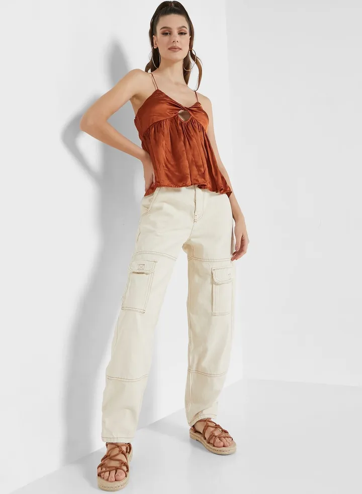 Pocket Detail Straight Jeans