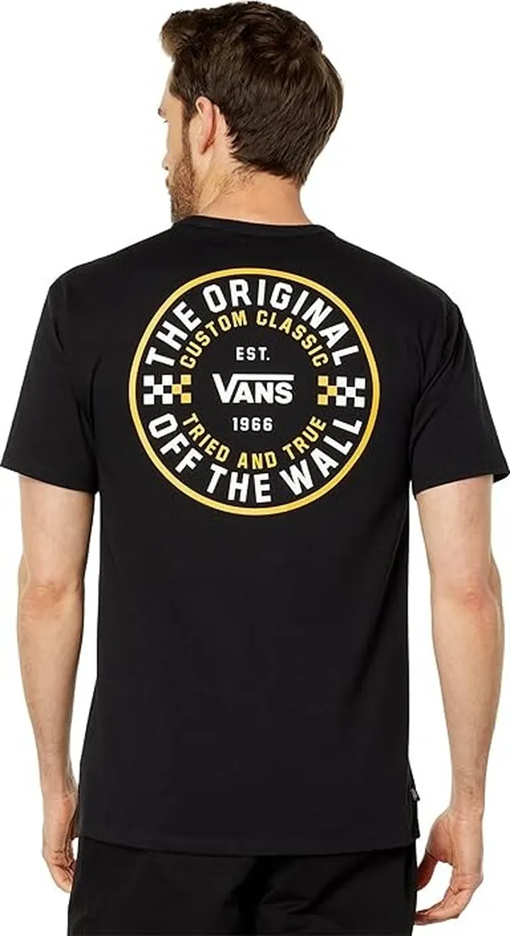 Vans Off The Wall Checker Circle Short Sleeve Tee (Black) Men's Clothing